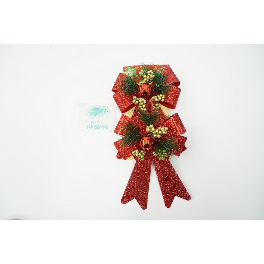 Set 2 fundite pentru brad, Rosii, decorate, cu sclipici, 14 x 19 cm, din poliester, Flippy [4]