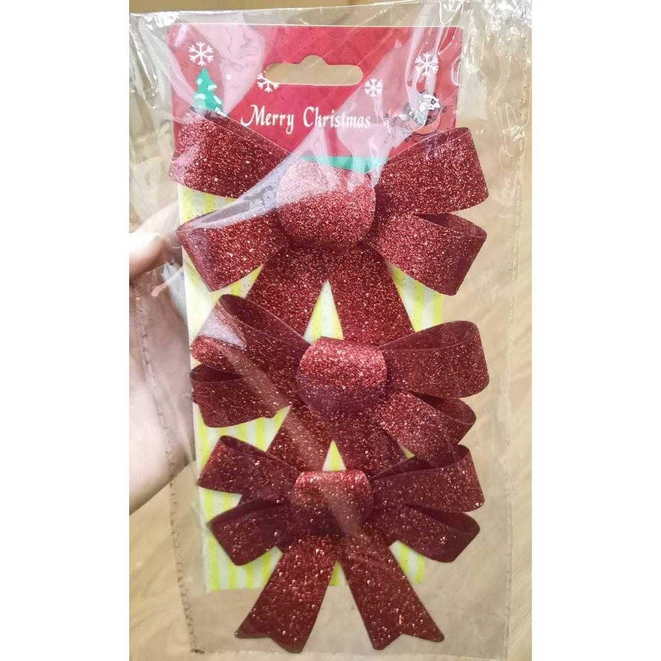 Fundite Brad - Set 3 fundite pentru brad, Argintii, cu sclipici, 10 x 11 cm, din poliester, Flippy