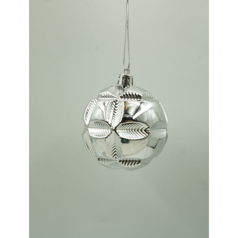 Set de 12 ornamente de brad, Flippy, de tip Glob, Argintiu, din plastic, cu finisaj sclipitor , cutie 6 cm adancime x 30 cm inaltime x 18 cm lungime) [9]