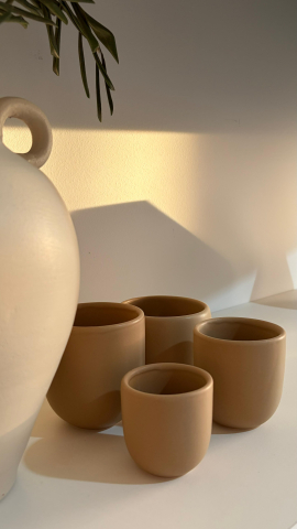 Pahare ceramice - Set pahare ceramice cafea 4 dimensiuni | Glazurate manual premium