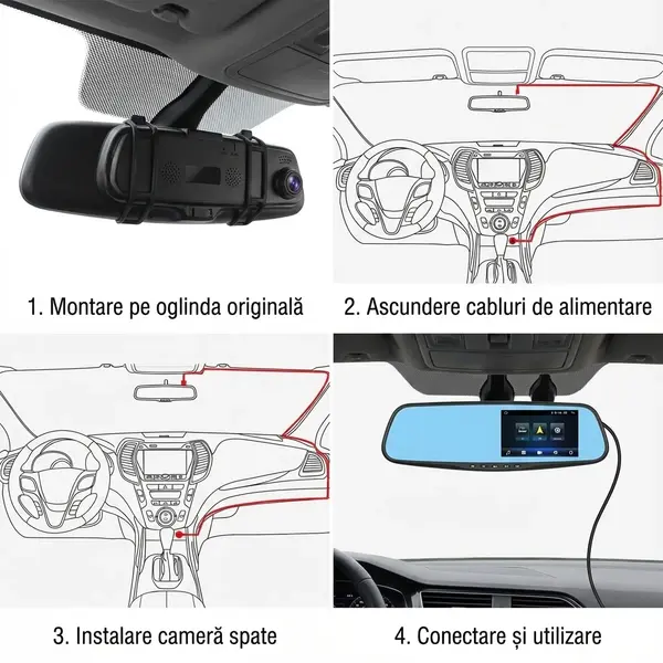 Oglindă Auto cu Cameră DVR Full HD – Ecran LCD, Unghi 120°, Senzor de Mișcare și Night Vision [5]