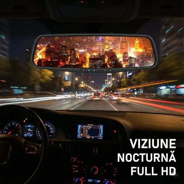 Accesorii Auto - Oglindă Auto cu Cameră DVR Full HD – Ecran LCD, Unghi 120°, Senzor de Mișcare și Night Vision