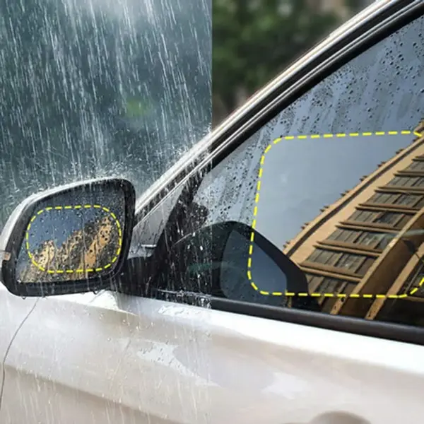 Accesorii Auto - Set 4 Folii Protecție Auto Anti-Ploaie și Anti-Aburire – Vizibilitate HD pentru Oglinzi și Geamuri