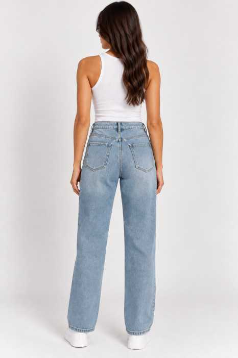 Blugi boyfriend dama albastri cu strasuri Crystal Blue [3]
