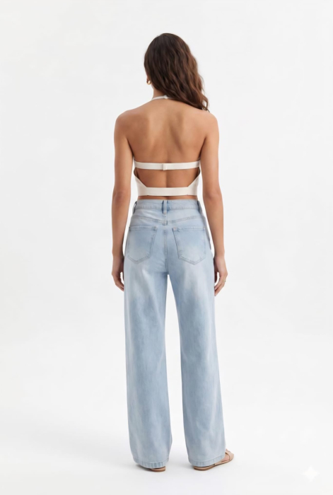 Blugi damă wide leg cu talie înaltă [2]