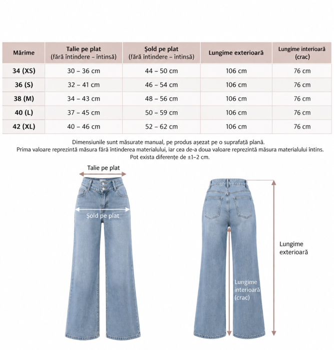 Blugi damă wide leg fit albastru deschis cu talie asimetrică [3]