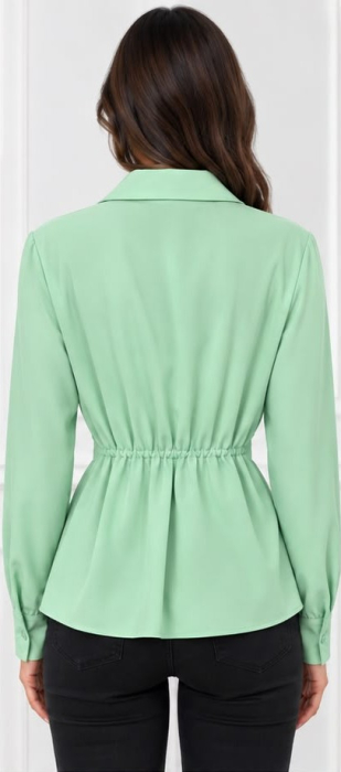 Cămașă verde mint cu fundă decorativă [3]