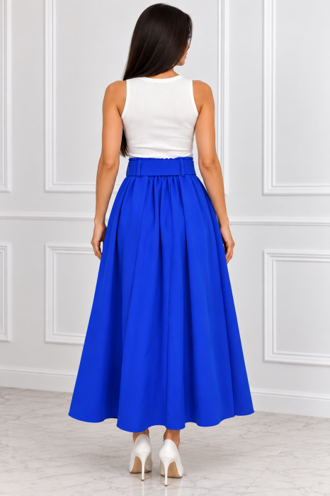 Fustă maxi elegantă damă albastru royal cu curea [3]