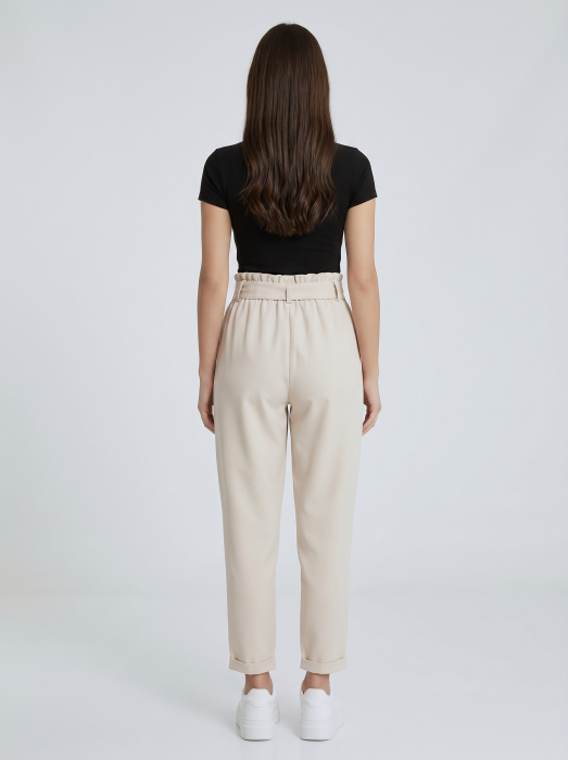 Pantaloni damă eleganți cu talie înaltă și cordon [2]