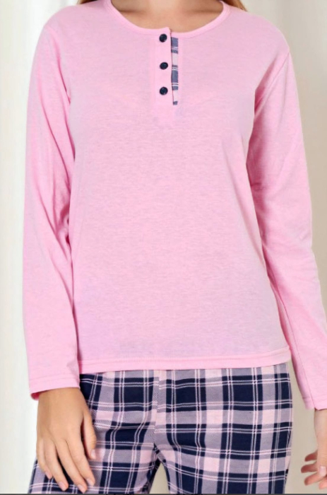Pijama damă 100% bumbac cu pantaloni în carouri [2]