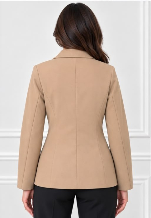 Sacou beige cambrat cu un nasture [3]