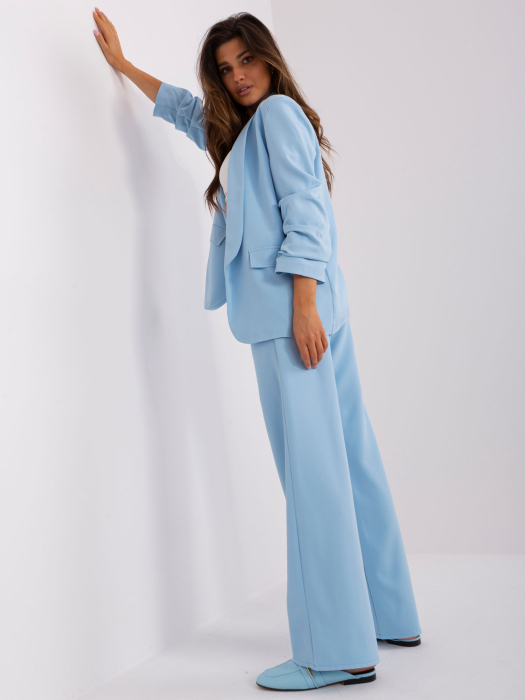 Sacou damă baby blue cu mâneci 3/4 încrețite [4]