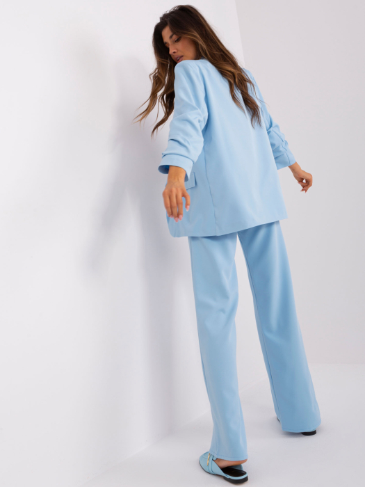 Sacou damă baby blue cu mâneci 3/4 încrețite [5]