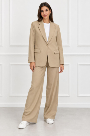 COMPLEURI - Costum oversize bej cu sacou și pantaloni