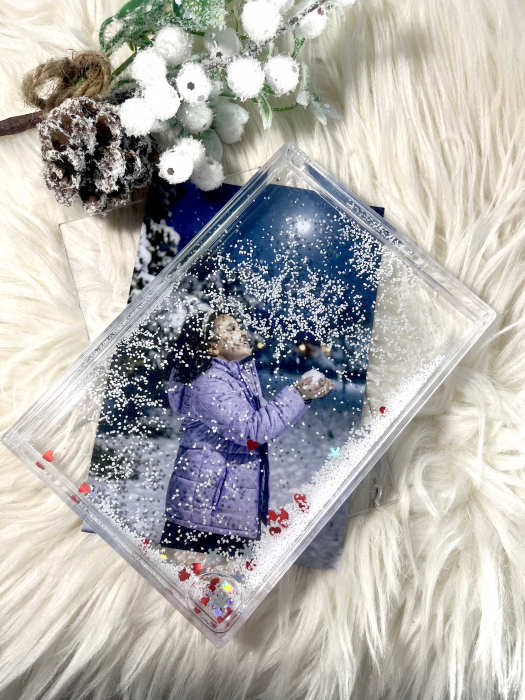 Rama foto cu lichid (apa) si sclipici glitter 10x15cm cu tematică de iarnă [3]