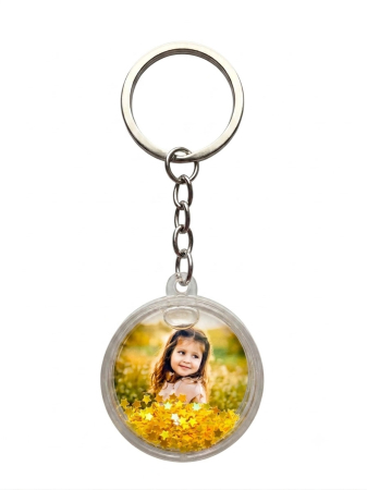 Brelocuri - Breloc foto cu lichid (apa) si sclipici glitter 4cm