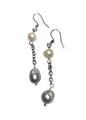 Handmade - Cercei Alb si Silver