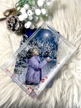 Rama foto cu lichid (apa) si sclipici glitter 10x15cm cu tematică de iarnă [2]