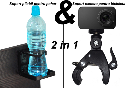 Suport pahar pliabil - reglabil cu suport pentru pahar, telefon si camera foto atasabil pe diferite suprafete [1]