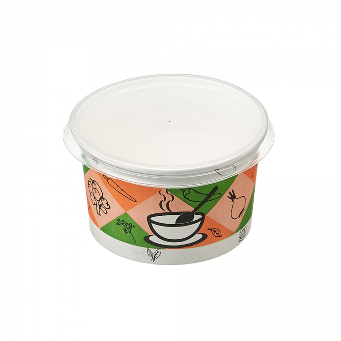 Bol supa color cu capac 100 buc/set 16 oz [1]