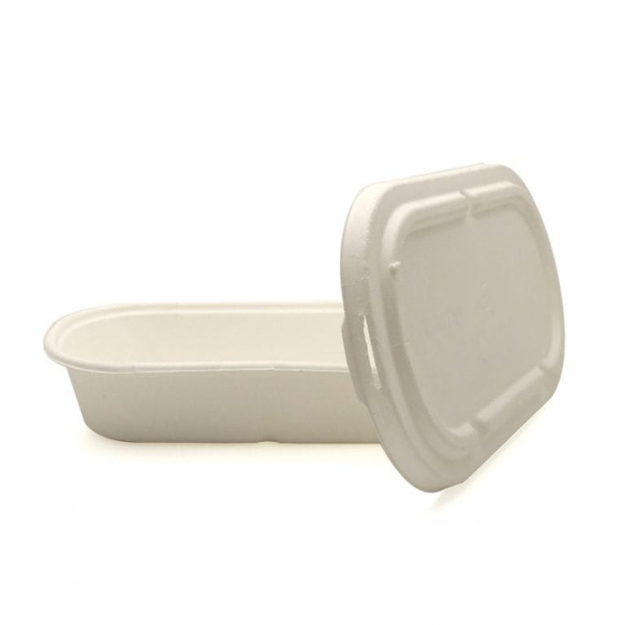 Caserola bio din trestie de zahar, dreptunghiulara cu capac 850ml 50 buc/set [1]