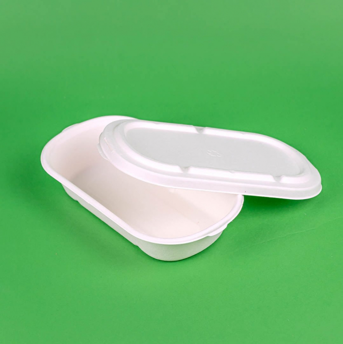 Caserola bio din trestie de zahar, dreptunghiulara cu capac 850ml 50 buc/set [2]
