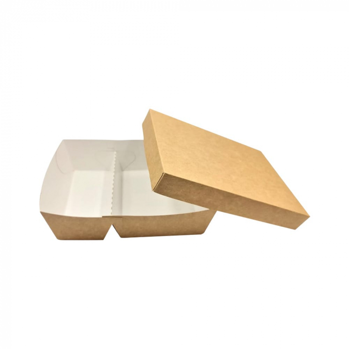 Cutie meniu carton 2 comp natur + capac 100/set [1]