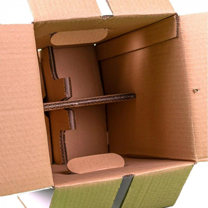 Cutii clasice de vin 4 sticle cu separator CO5 alb 230x230x340 50 buc/set [1]
