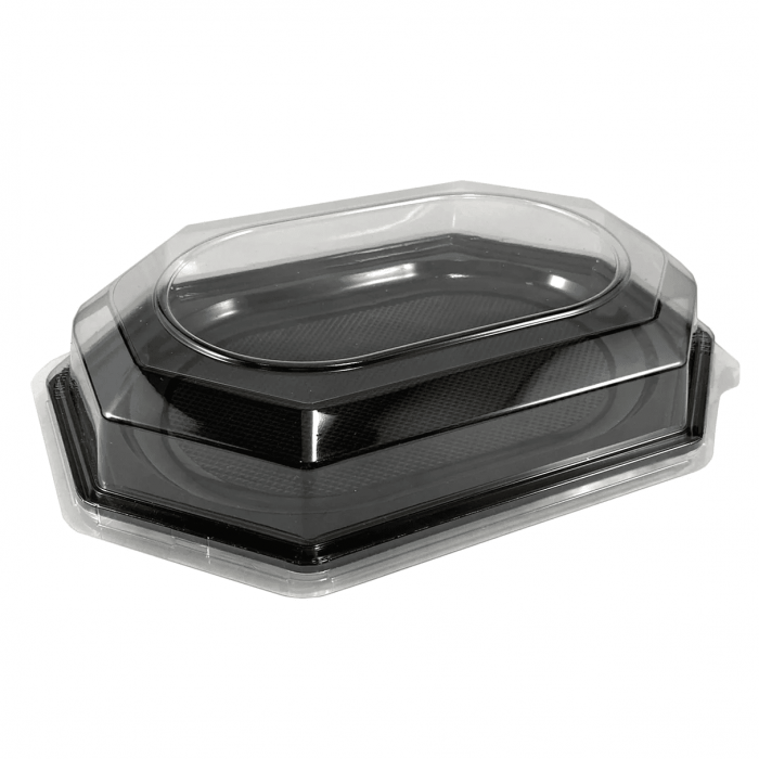 Platou negru cu capac PET 45x28x4 cm 10 buc/set [1]