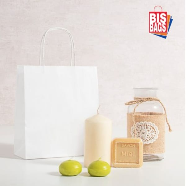 Punga hartie, alba, cu maner sfoara – 25x14x30cm – 100 buc. [2]