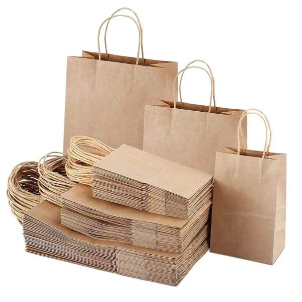 Punga hartie, natur, cu maner sfoara – 25x14x30cm (70gr) – 100 buc. [1]