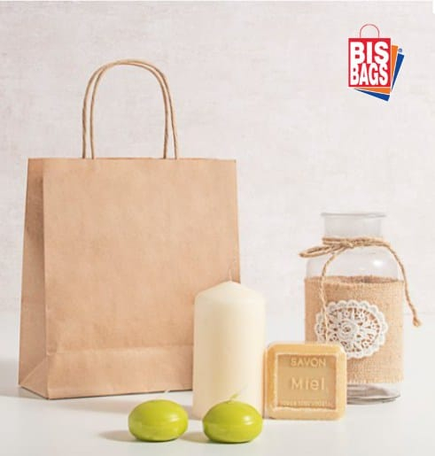 Punga hartie, natur, cu maner sfoara – 25x14x30cm (70gr) – 100 buc. [2]
