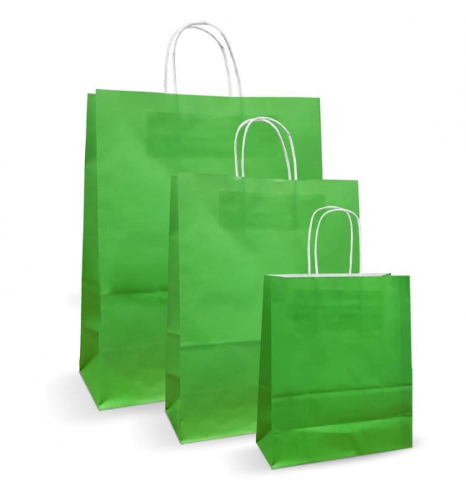 Pungi albe, colorate 100% verde deschis – 16X9X21cm – 100 buc. [1]