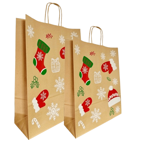 Sacosa natur Xmas – 25x14x30cm – 100 buc [1]