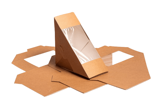 Triunghi carton 175x125x55 mm kraft cu fereastra pentru sandwich 100 buc/set [1]