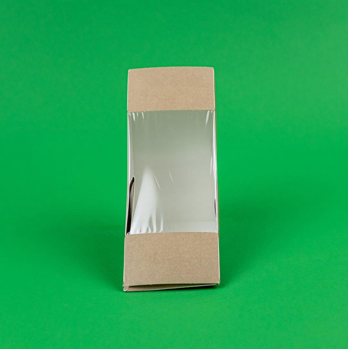 Triunghi carton 175x125x65 mm kraft cu fereastra pentru sandwich 100 buc/set [3]
