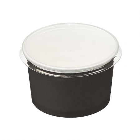 Boluri Food - Bol supa negru cu capac 100 buc/set 16 oz