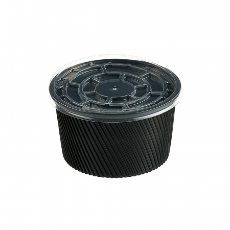 Bol supa pp negru cu striatii 12 oz 100 buc/set
