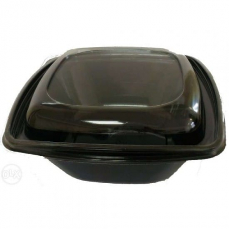 Caserole Food Universale - Caserola cu capac patrata neagra 50/set 1000 gr.