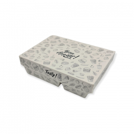 Cutii Fast Food Generic - Cutie meniu bicompartimentata cu capac urban 100/set 190x155x60 mm