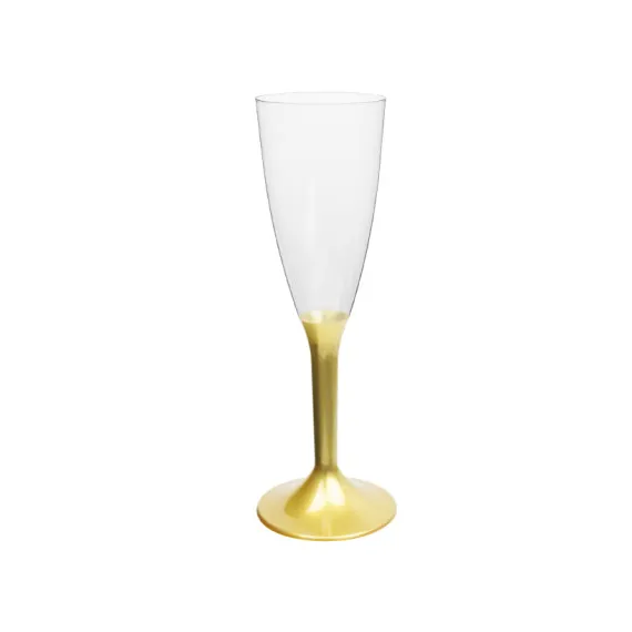 Pahare Plastic - Pahare sampanie cu picior gold 6/set
