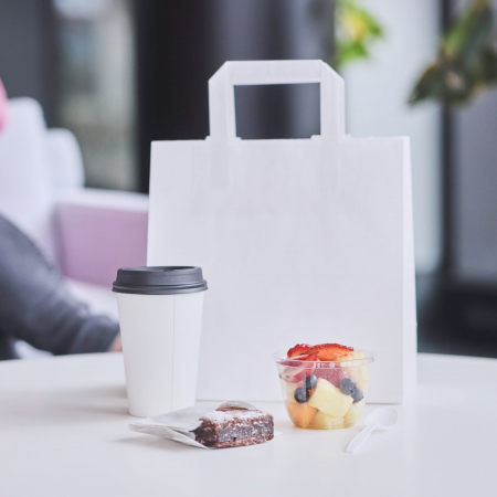 Sacose Hartie - Punga hartie alba, cafea, bistro, sandwich, 2 dimensiuni disponibile – 22x11x28cm – 250 buc.