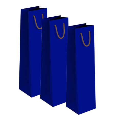 Pungi hartie vin ,albastre ,maner snur – 11x10x38cm – 25 buc