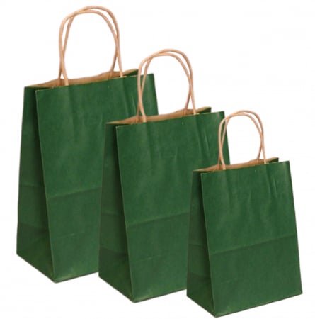 Sacose Cadouri - Pungi natur, colorate 100% verde inchis – 20x9x25cm – 100 buc.