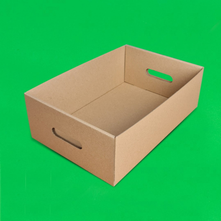 Tavite carton ondulat cu maner 100 buc/set natur 325x215x160 mm [1]