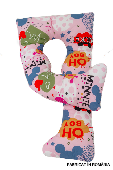 Perna gravide Ema 3 in 1, Multifunctionala, Model Micky Minnie, Circulatie optima aer, Bumbac ranforce 100%, 135x75 cm [3]