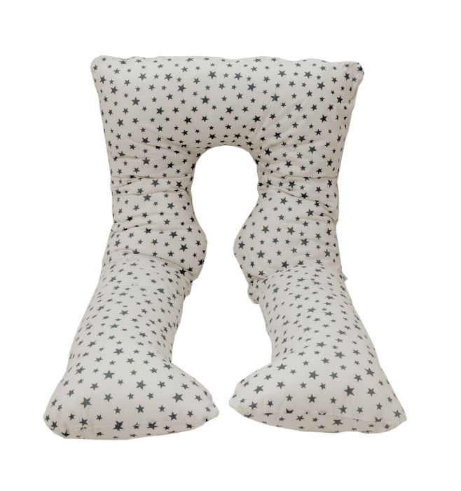 Perna gravide, Ema, multifunctionala, 3 in 1, forma literei U, husa detasabila, model stelute, bumbac ranforce 100%, 135x75 cm [2]