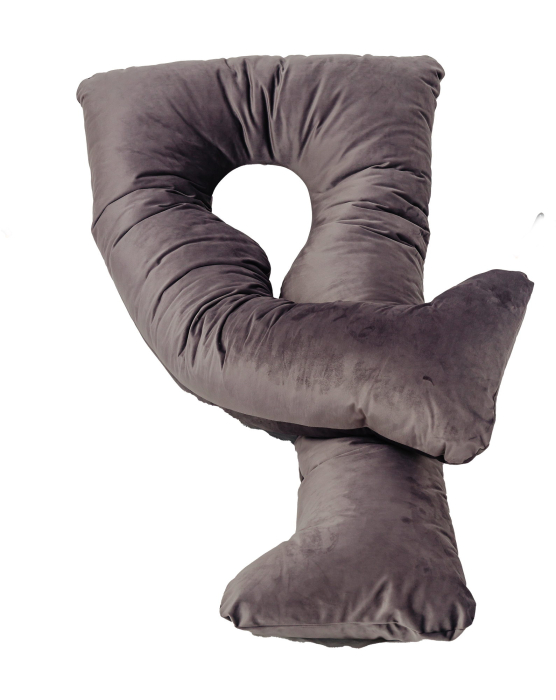 Perna gravide Elena multifunctionala 3 in 1 din catifea, dimensiune 135x75, gri uni, husa detasabila [2]