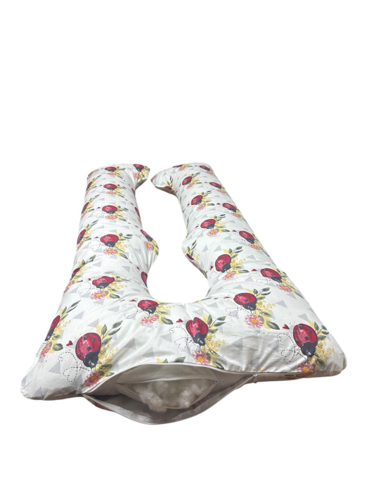 Perna gravide Maria 3 in 1, forma de U, Multifunctionala, Model Gargarita, Husa detasabila, bumbac ranforce 100%, 135x75 cm [2]