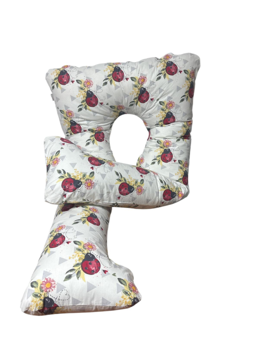 Perna gravide Maria 3 in 1, forma de U, Multifunctionala, Model Gargarita, Husa detasabila, bumbac ranforce 100%, 135x75 cm [3]